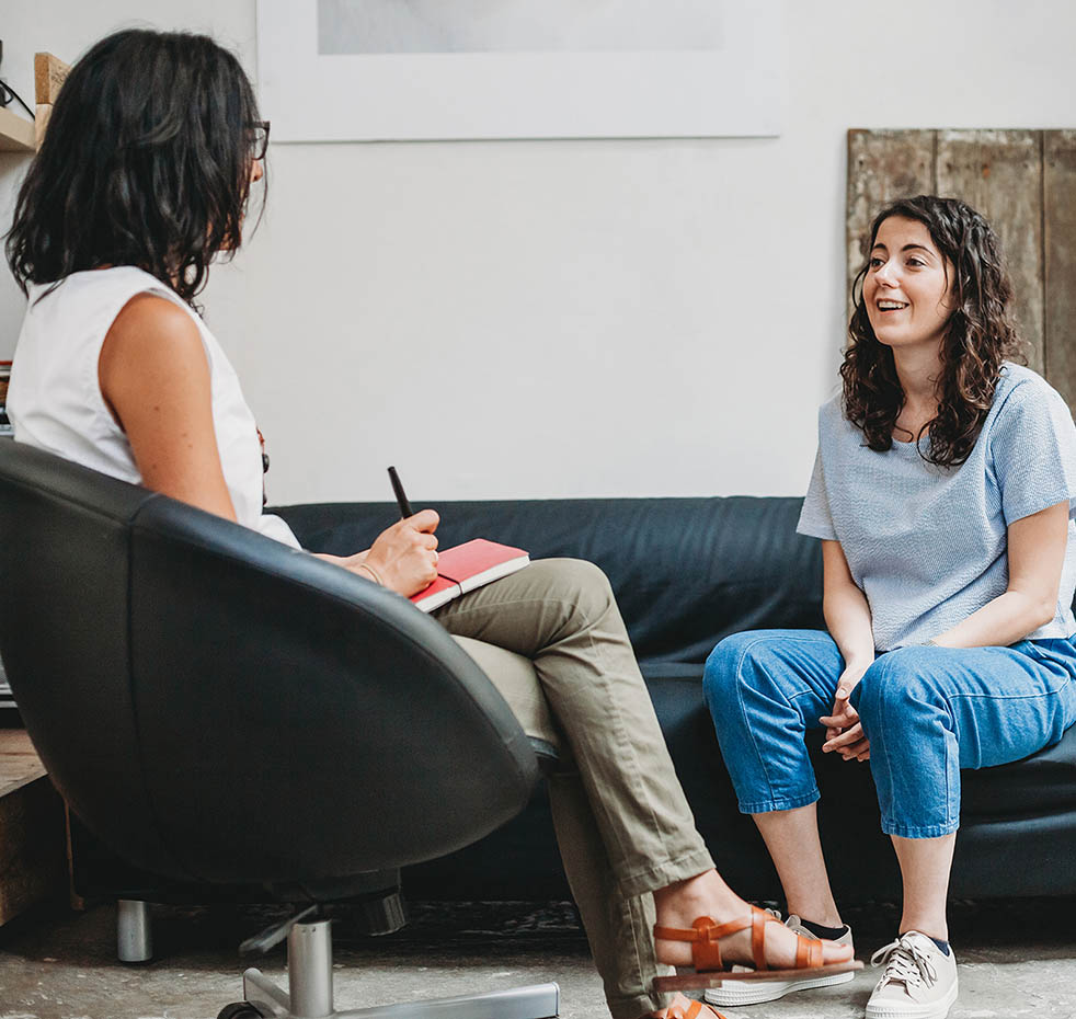 Woman talking to counsellor